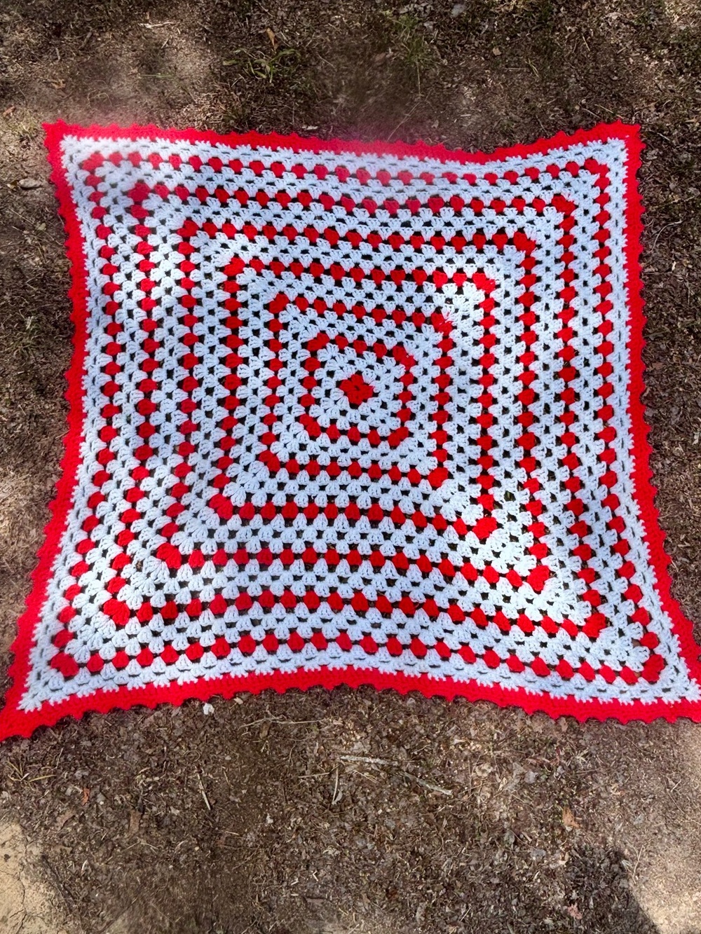 Vintage Handmade Granny Square Style Throw Blanket!